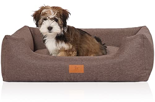Knuffelwuff Hundebett Lotte aus Velours mit feinem Handwebcharakter XL 105 x 75cm Graubraun - abnehmbarer Bezug - waschbar - für große, mittelgroße und kleine Hunde Knuffelwuff Hundebett Lotte aus Velours mit feinem Handwebcharakter XL 105 x 75cm Graubraun - abnehmbarer Bezug - waschbar - für große, mittelgroße und kleine Hunde von Knuffelwuff
