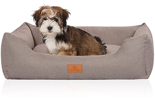 Knuffelwuff Hundebett Lotte aus Velours mit feinem Handwebcharakter XL 105 x 75cm Lichtgrau - abnehmbarer Bezug - waschbar - für große, mittelgroße und kleine Hunde Knuffelwuff Hundebett Lotte aus Velours mit feinem Handwebcharakter XL 105 x 75cm Lichtgrau - abnehmbarer Bezug - waschbar - für große, mittelgroße und kleine Hunde von Knuffelwuff