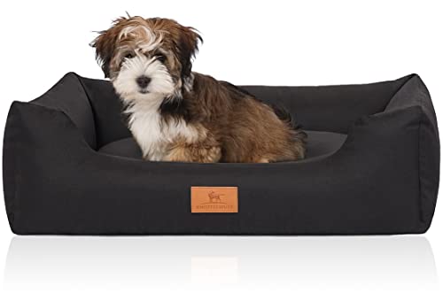 Knuffelwuff Hundebett Lotte aus Velours mit feinem Handwebcharakter XXL 120 x 85cm Schwarz - abnehmbarer Bezug - waschbar - für große, mittelgroße und kleine Hunde Knuffelwuff Hundebett Lotte aus Velours mit feinem Handwebcharakter XXL 120 x 85cm Schwarz - abnehmbarer Bezug - waschbar - für große, mittelgroße und kleine Hunde von Knuffelwuff