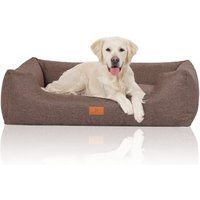 Knuffelwuff Hundebett Lotte aus Velours mit feinem Handwebcharakter braun/ grau XXL von Knuffelwuff