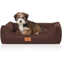 Knuffelwuff Hundebett Lotte aus Velours mit feinem Handwebcharakter braun M-L von Knuffelwuff