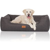 Knuffelwuff Hundebett Lotte aus Velours mit feinem Handwebcharakter grau XL von Knuffelwuff