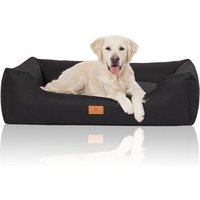Knuffelwuff Hundebett Lotte aus Velours mit feinem Handwebcharakter schwarz XXL von Knuffelwuff