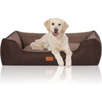 Knuffelwuff Hundebett Luke aus Velours mit feinem Handwebcharakter braun XL von Knuffelwuff
