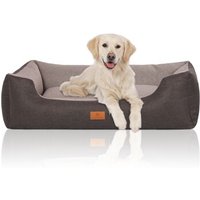 Knuffelwuff Hundebett Luke aus Velours mit feinem Handwebcharakter schwarz/ grau XL von Knuffelwuff