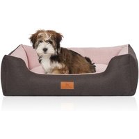 Knuffelwuff Hundebett Luke aus Velours mit feinem Handwebcharakter schwarz/ rosa M-L Knuffelwuff Hundebett Luke aus Velours mit feinem Handwebcharakter schwarz/ rosa M-L von Knuffelwuff