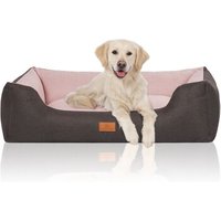 Knuffelwuff Hundebett Luke aus Velours mit feinem Handwebcharakter schwarz/ rosa XL von Knuffelwuff
