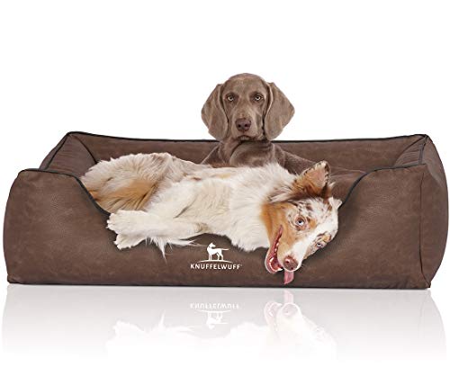 Knuffelwuff Hundebett Scottsdale aus Kunstleder Übergröße XXXL 155 x 105cm Braun von Knuffelwuff