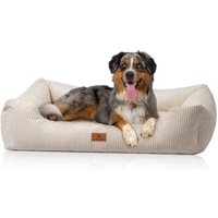 Knuffelwuff Hundebett aus Cord mit Handwebcharakter Olivia M-L 85 x 63cm Beige von Knuffelwuff