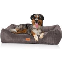 Knuffelwuff Hundebett aus Cord mit Handwebcharakter Olivia braun/ grau XL von Knuffelwuff