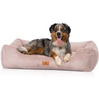 Knuffelwuff Hundebett aus Cord mit Handwebcharakter Olivia rosa XXL von Knuffelwuff
