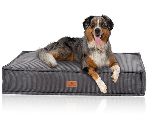 Knuffelwuff Hundekissen Lesedi aus Cord mit Handwebcharakter 80x60cm Grau - Abnehmbarer Bezug - waschbar - für große, mittelgroße und kleine Hunde Knuffelwuff Hundekissen Lesedi aus Cord mit Handwebcharakter 80x60cm Grau - Abnehmbarer Bezug - waschbar - für große, mittelgroße und kleine Hunde von Knuffelwuff