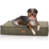 Knuffelwuff Hundekissen Lesedi aus Cord mit Handwebcharakter khaki M-L von Knuffelwuff