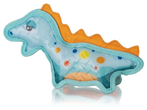 Knuffelwuff Hundespielzeug Dinosaurier Stegosaurus aus Gummi und Gewebe - Wurf- und Apportierspaß für Land und Wasser mit integriertem Quietscher - BPA-frei von Knuffelwuff