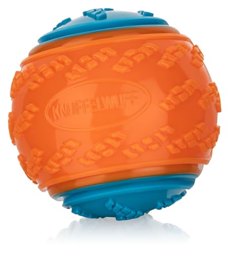 Knuffelwuff Hundespielzeug Quietschball aus Gummi 9cm - Schwimmfähiger Hunde-Apportierball für kleine und große Hunde, zahnfreundliches Material - Ideal für aktive Spiele und Training im Freien von Knuffelwuff