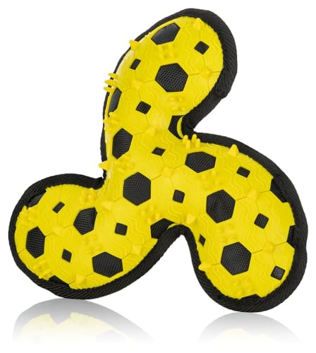 Knuffelwuff Hundespielzeug Tri Flyer Yellow aus Gummi und Gewebe - Griffig, Zahnfreundlich und Bindung stärkend - Ideal für Spiel und Konditiontraining für alle Große & Kleine Hunde BPA-frei von Knuffelwuff