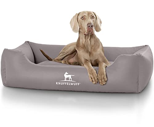 Knuffelwuff Kunstleder Hundebett Sidney XL 105 x 75cm Grau - abnehmbarer Bezug - leicht zu reinigen - für große, mittelgroße und kleine Hunde von Knuffelwuff