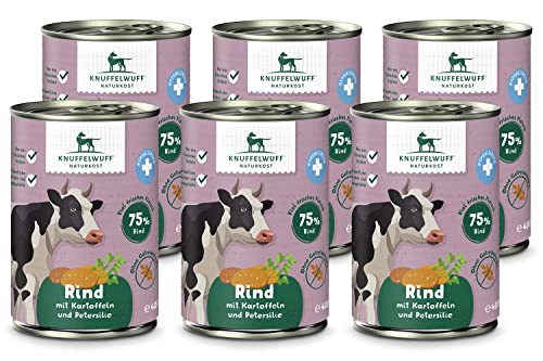 Knuffelwuff Nassfutter Hund | Rind pur mit Heidekartoffeln & Petersilie | 6 x 400g | ohne Getreide & ohne Zuckerzusätze | Hundefutter nass mit hochwertigem frischem Fleisch | für ausgewachsene Hunde Knuffelwuff Nassfutter Hund | Rind pur mit Heidekartoffeln & Petersilie | 6 x 400g | ohne Getreide & ohne Zuckerzusätze | Hundefutter nass mit hochwertigem frischem Fleisch | für ausgewachsene Hunde von Knuffelwuff