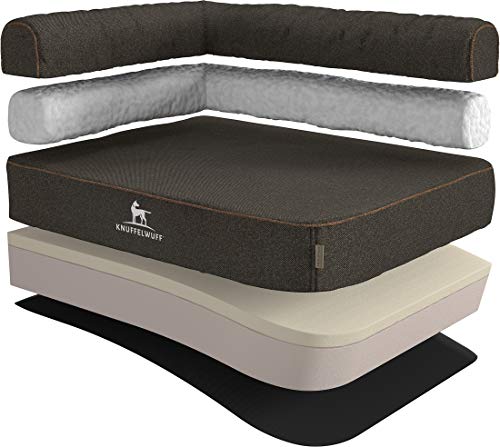 Knuffelwuff Orthopädisches Eck Hundebett Marlie Hundesofa aus Velours mit Handwebcharakter XXXL 140 x 100cm Lehne Links Schwarz - abnehmbarer Bezug - waschbar - für große, mittelgroße und kleine Hunde Knuffelwuff Orthopädisches Eck Hundebett Marlie Hundesofa aus Velours mit Handwebcharakter XXXL 140 x 100cm Lehne Links Schwarz - abnehmbarer Bezug - waschbar - für große, mittelgroße und kleine Hunde von Knuffelwuff