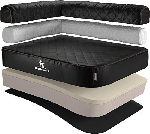 Knuffelwuff Orthopädisches Eck Hundebett Winslow aus Laser-gestepptem Kunstleder L 85 x 63cm Lehne Links Schwarz - Abnehmbarer Bezug - leicht zu reinigen - für große, mittelgroße und kleine Hunde Knuffelwuff Orthopädisches Eck Hundebett Winslow aus Laser-gestepptem Kunstleder L 85 x 63cm Lehne Links Schwarz - Abnehmbarer Bezug - leicht zu reinigen - für große, mittelgroße und kleine Hunde von Knuffelwuff