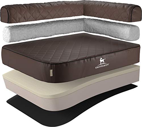 Knuffelwuff Orthopädisches Eck Hundebett Winslow aus Laser-gestepptem Kunstleder XL 100 x 70cm Lehne Rechts Braun Knuffelwuff Orthopädisches Eck Hundebett Winslow aus Laser-gestepptem Kunstleder XL 100 x 70cm Lehne Rechts Braun von Knuffelwuff