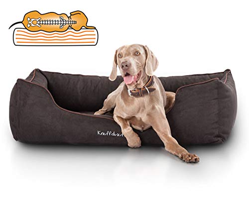 Knuffelwuff Orthopädisches Hundebett Amelie aus Velours mit Handwebcharakter M-L 85 x 63cm Schwarz - abnehmbarer Bezug - waschbar - für große, mittelgroße und kleine Hunde von Knuffelwuff