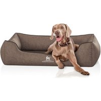 Knuffelwuff Orthopädisches Hundebett Amelie aus Velours mit Handwebcharakter braun XXL von Knuffelwuff