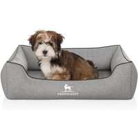 Knuffelwuff Orthopädisches Hundebett Amelie aus Velours mit Handwebcharakter grau M-L von Knuffelwuff