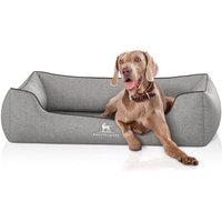 Knuffelwuff Orthopädisches Hundebett Amelie aus Velours mit Handwebcharakter grau XXL von Knuffelwuff