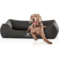 Knuffelwuff Orthopädisches Hundebett Amelie aus Velours mit Handwebcharakter schwarz XXXL von Knuffelwuff