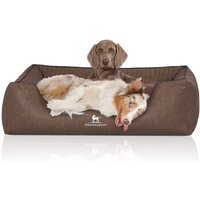 Knuffelwuff Orthopädisches Hundebett Chesapeake aus Laser gestepptem marmoriertem Kunstleder braun XL von Knuffelwuff