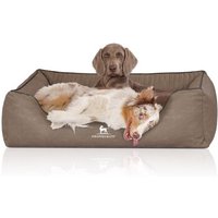 Knuffelwuff Orthopädisches Hundebett Columbia aus laser-gestepptem Kunstleder stone clay XXL von Knuffelwuff