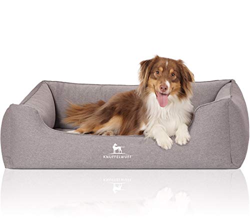 Knuffelwuff Orthopädisches Hundebett Leano aus Velours mit Handwebcharakter XL 105 x 75cm Grau - abnehmbarer Bezug - waschbar - für große, mittelgroße und kleine Hunde Knuffelwuff Orthopädisches Hundebett Leano aus Velours mit Handwebcharakter XL 105 x 75cm Grau - abnehmbarer Bezug - waschbar - für große, mittelgroße und kleine Hunde von Knuffelwuff
