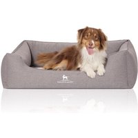 Knuffelwuff Orthopädisches Hundebett Leano aus Velours mit Handwebcharakter grau XXL von Knuffelwuff