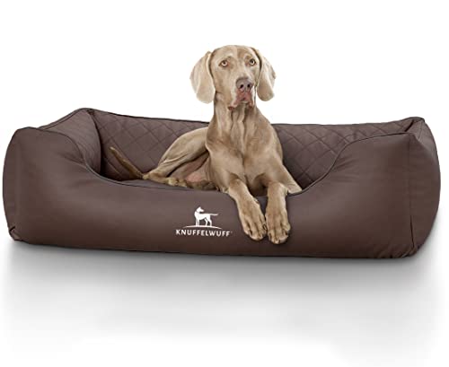 Knuffelwuff Orthopädisches Hundebett Madison aus laser-gestepptem Kunstleder M-L 85 x 63cm Braun - abnehmbarer Bezug - leicht zu reinigen - für große, mittelgroße und kleine Hunde Knuffelwuff Orthopädisches Hundebett Madison aus laser-gestepptem Kunstleder M-L 85 x 63cm Braun - abnehmbarer Bezug - leicht zu reinigen - für große, mittelgroße und kleine Hunde von Knuffelwuff