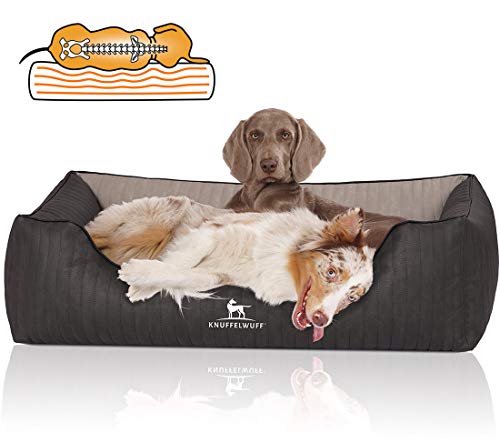Knuffelwuff Orthopädisches Hundebett Outback aus Laser-gestepptem Kunstleder XL 105 x 75cm Schwarz/Grau - Abnehmbarer Bezug - leicht zu reinigen - für große, mittelgroße und kleine Hunde Knuffelwuff Orthopädisches Hundebett Outback aus Laser-gestepptem Kunstleder XL 105 x 75cm Schwarz/Grau - Abnehmbarer Bezug - leicht zu reinigen - für große, mittelgroße und kleine Hunde von Knuffelwuff