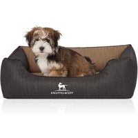 Knuffelwuff Orthopädisches Hundebett Outback aus laser-gestepptem Kunstleder creme/ schwarz M-L von Knuffelwuff