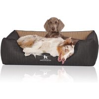 Knuffelwuff Orthopädisches Hundebett Outback aus laser-gestepptem Kunstleder creme/ schwarz XL von Knuffelwuff