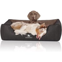 Knuffelwuff Orthopädisches Hundebett Outback aus laser-gestepptem Kunstleder schwarz/ braun XL von Knuffelwuff
