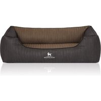 Knuffelwuff Orthopädisches Hundebett Outback aus laser-gestepptem Kunstleder schwarz/ gelb XL von Knuffelwuff
