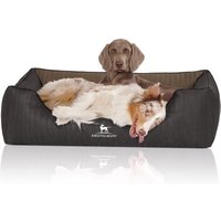 Knuffelwuff Orthopädisches Hundebett Outback aus laser-gestepptem Kunstleder schwarz/ gelb XXL von Knuffelwuff