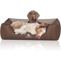 Knuffelwuff Orthopädisches Hundebett Outlander aus laser-gestepptem Kunstleder braun/ grau XXL von Knuffelwuff