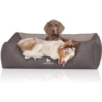 Knuffelwuff Orthopädisches Hundebett Outlander aus laser-gestepptem Kunstleder hellgrau/ dunkelgrau XXL von Knuffelwuff