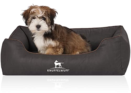 Knuffelwuff Orthopädisches Hundebett Rockland aus Kunstleder M-L 85 x 63cm Schwarz von Knuffelwuff