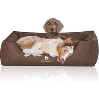 Knuffelwuff Orthopädisches Hundebett Rockland aus Kunstleder braun XL von Knuffelwuff
