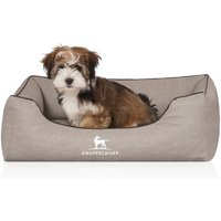 Knuffelwuff Orthopädisches Hundebett Rockland aus Kunstleder hellgrau M-L von Knuffelwuff