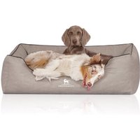 Knuffelwuff Orthopädisches Hundebett Rockland aus Kunstleder hellgrau XL von Knuffelwuff