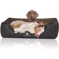 Knuffelwuff Orthopädisches Hundebett Rough Road aus laser-gestepptem marmoriertem Kunstleder schwarz/ braun XXL von Knuffelwuff
