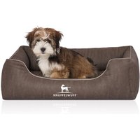 Knuffelwuff Orthopädisches Hundebett Tampa aus laser-gestepptem Kunstleder braun/ grau M-L von Knuffelwuff