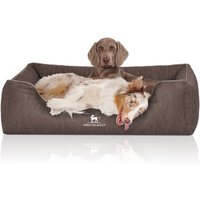 Knuffelwuff Orthopädisches Hundebett Tampa aus laser-gestepptem Kunstleder braun/ grau XL von Knuffelwuff
